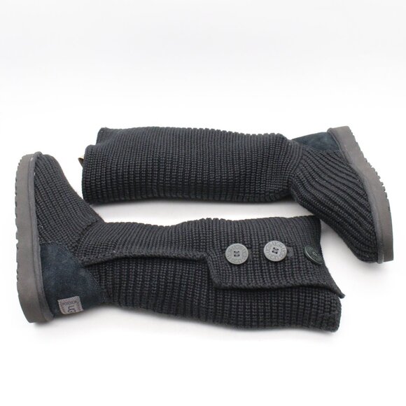 UGG Australia  Women's Size 9 Classic Cardy Knit Black Boots 1016555 - Picture 8 of 8